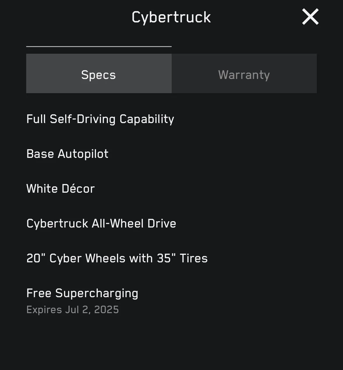 Tesla Cybertruck Received email: Free Supercharging for a year. IMG_1927