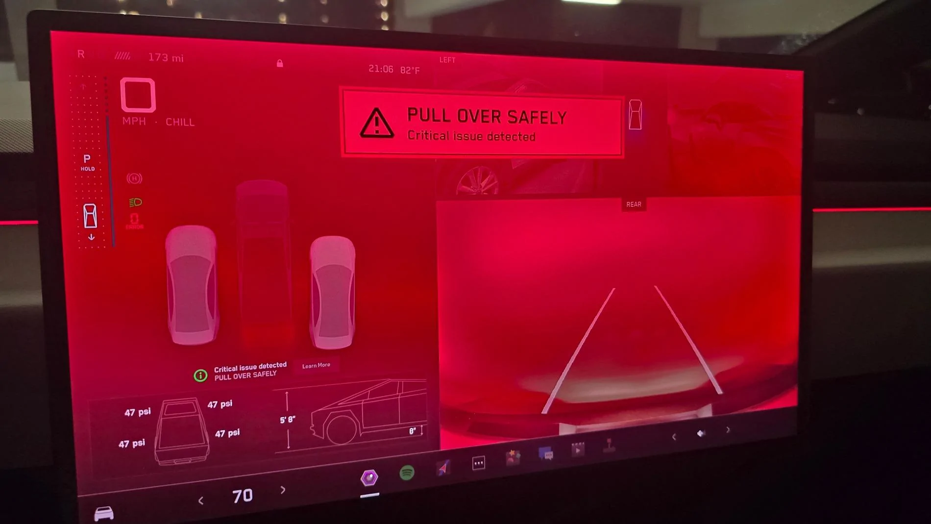 Tesla Cybertruck Red Screen Of Death! Service Needed 😢 20240708_210641