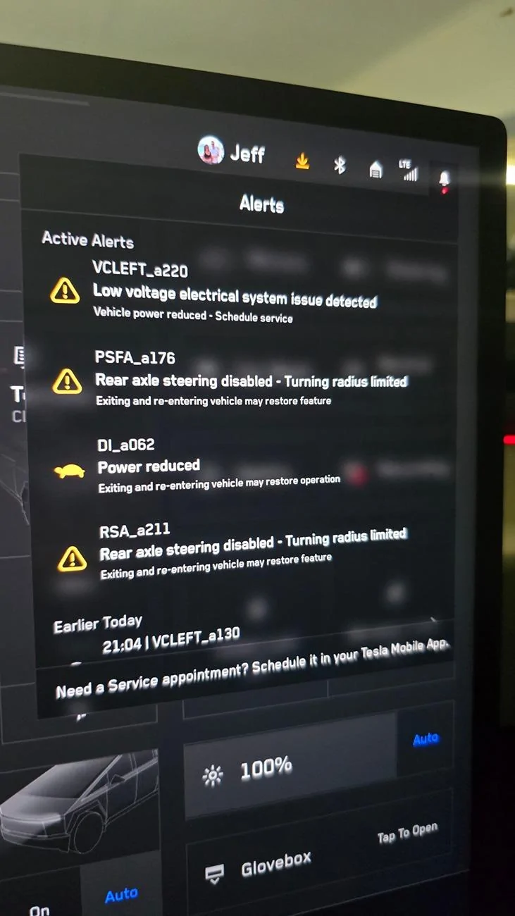 Tesla Cybertruck Red Screen Of Death! Service Needed 😢 20240708_210816