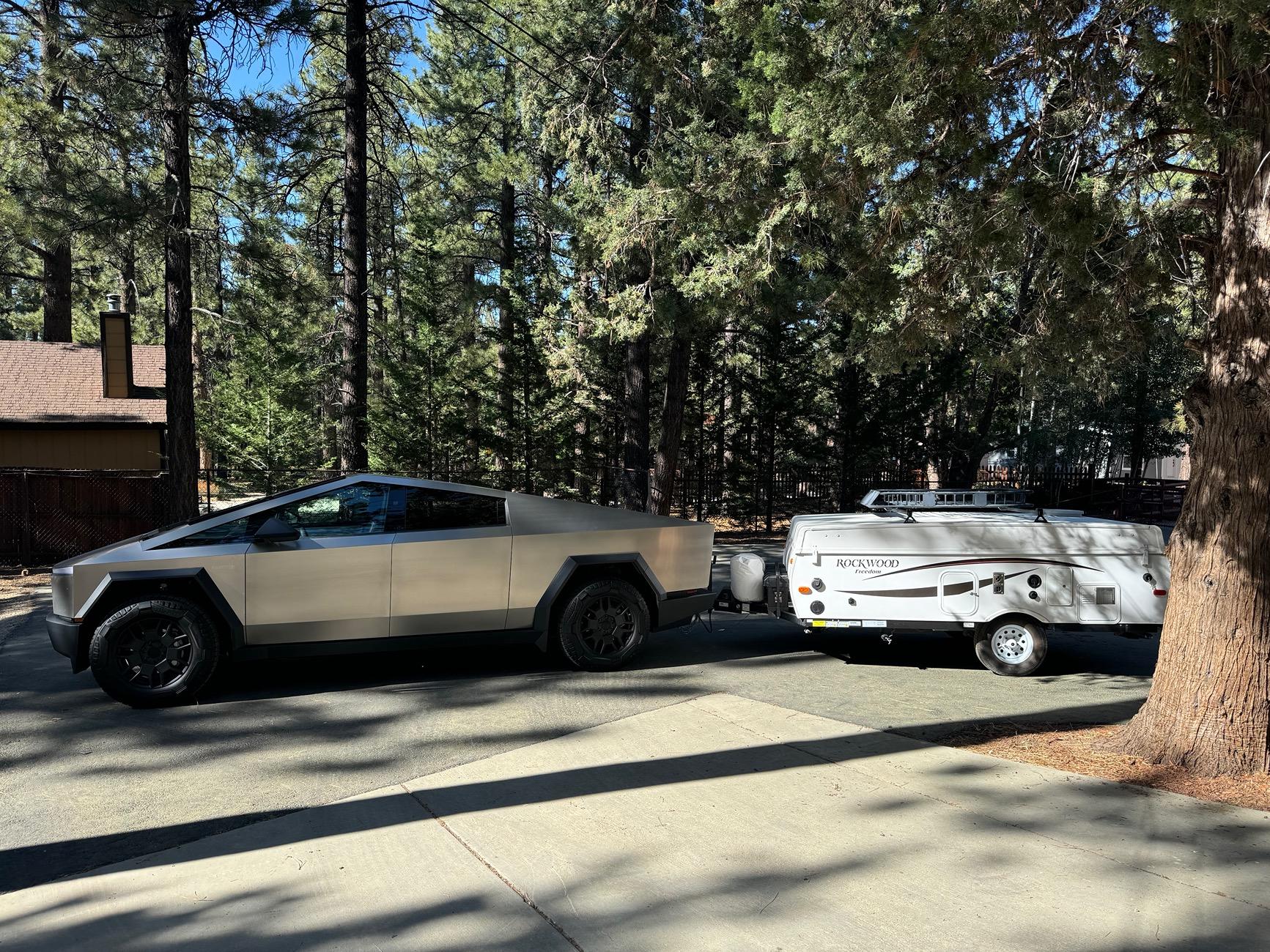 Tesla Cybertruck Towing a Pop Up Camper up a Mountain IMG_2063
