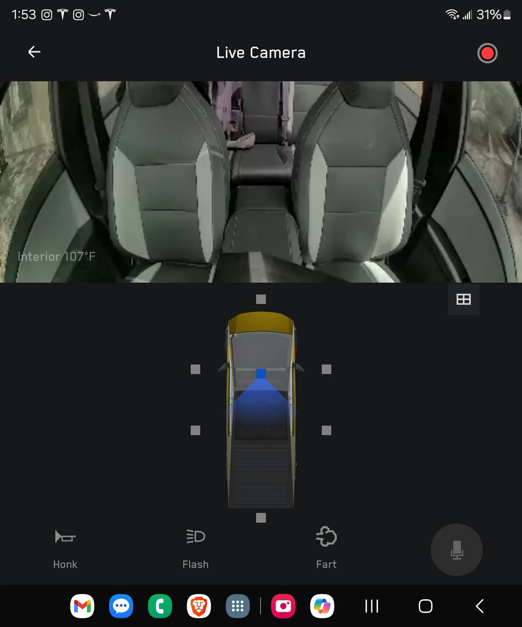 Tesla Cybertruck Replaced rearview mirror with Radar Detector Screenshot_20240713_135350_Tesla