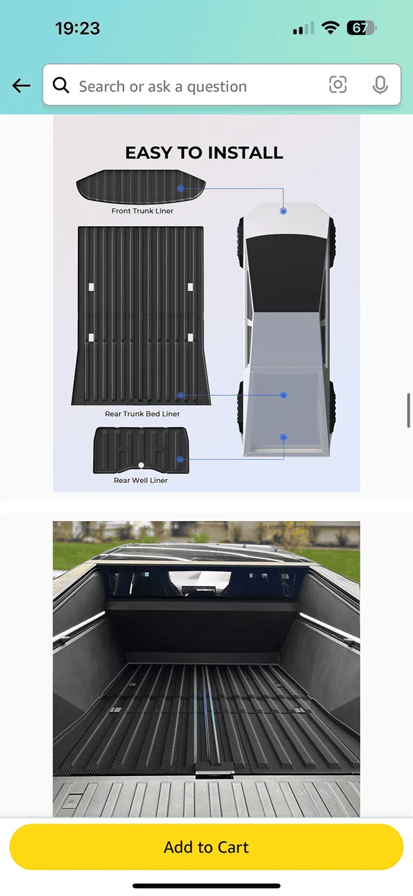 Tesla Cybertruck Dimensions/3D scan for custom bed mat IMG_2948