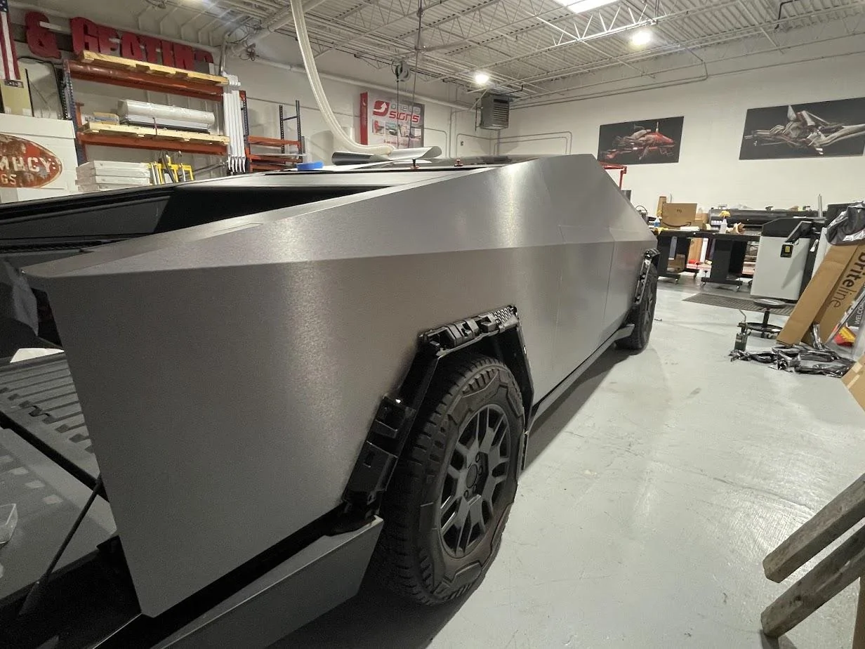Tesla Cybertruck Brushed Steel Wrap (Avery) IMG_2983