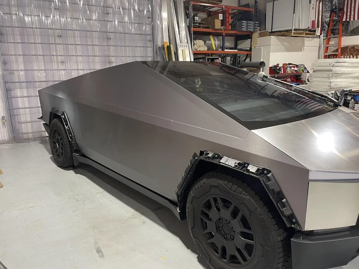 Tesla Cybertruck Brushed Steel Wrap (Avery) IMG_2981