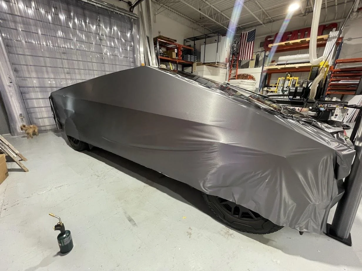 Tesla Cybertruck Brushed Steel Wrap (Avery) IMG_2980