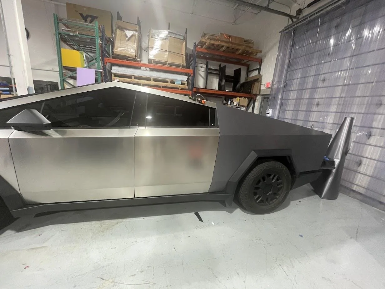 Tesla Cybertruck Brushed Steel Wrap (Avery) IMG_2978