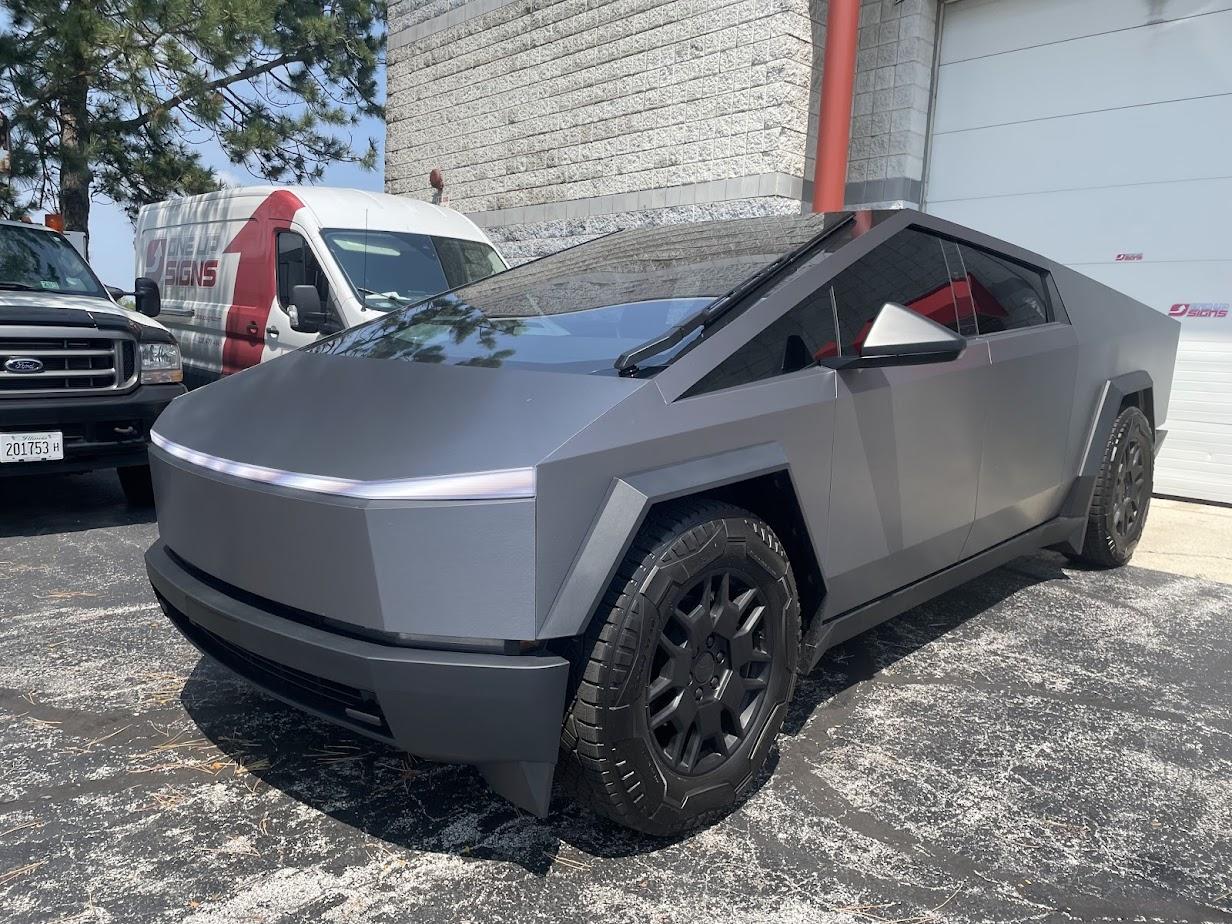 Tesla Cybertruck Brushed Steel Wrap (Avery) IMG_3020