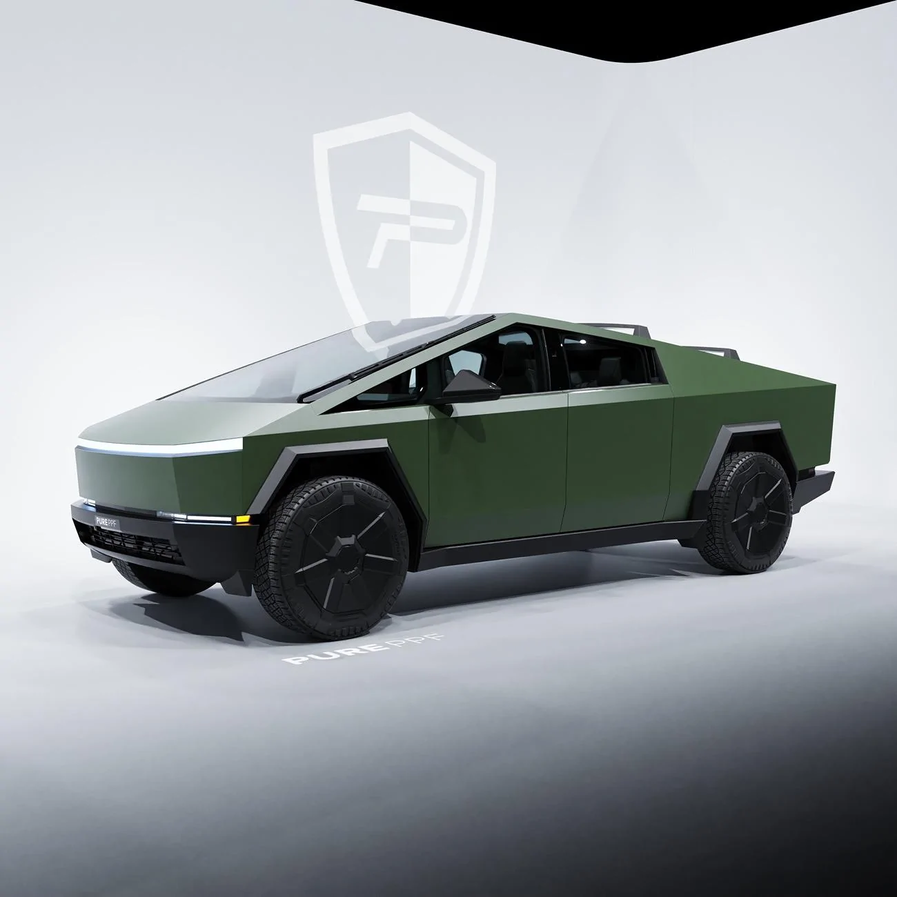 Tesla Cybertruck 🚀 Exciting Announcement! Introducing Cybertruckwraps.com powered by PURE PPF with 80 Stunning Color Renders! 🚀 75 PurePPF Satin Military Green.8717