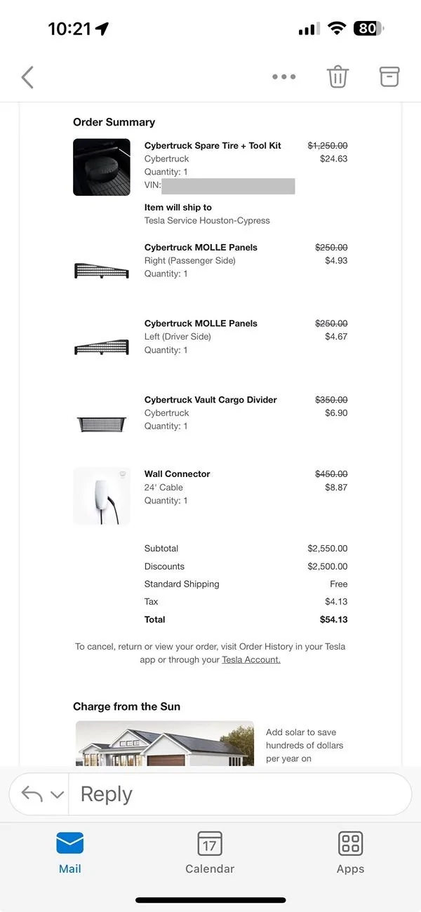 Tesla Cybertruck My $2500 voucher purchase Screenshot 2024-07-17 at 10.21.22 AM