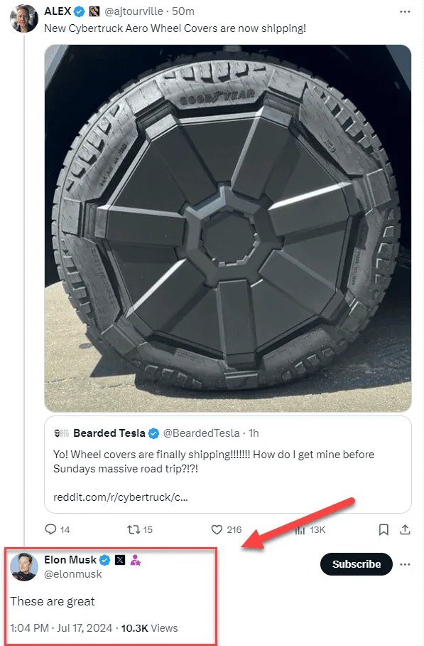 Tesla Cybertruck New Redesigned Aero Wheel Covers Installed! 1721241806049-d5