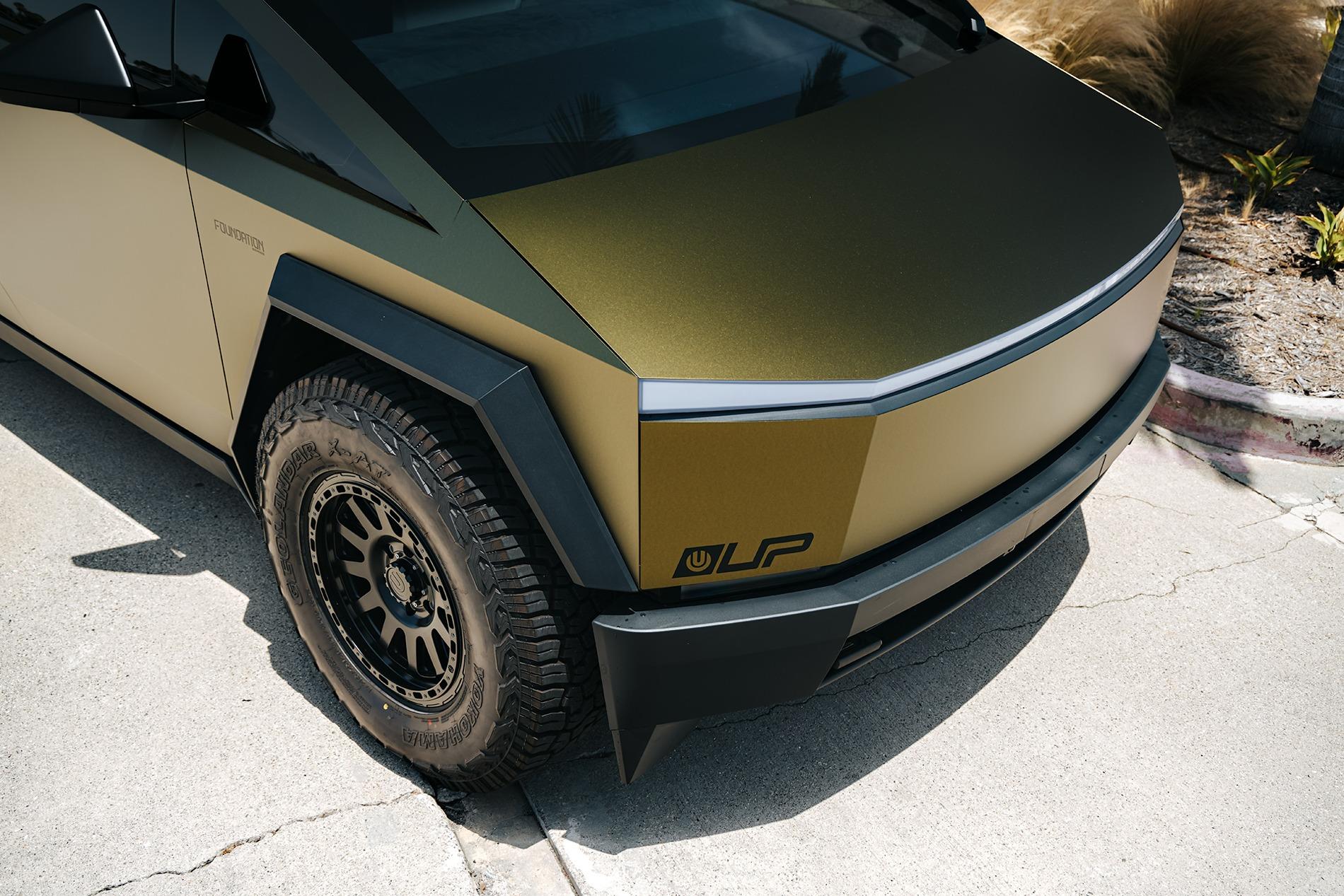 Tesla Cybertruck Unplugged Performance CyberBeast Goes Matte Gold + 18" Wheels (UP-03 Beadlocks) + Geolander 285/75/18 Tires Gold Tesla Cyberbeast - UP-03 Beadlock 18 inch Wheels in Satin Black by Unplugged Performance 11.JPG