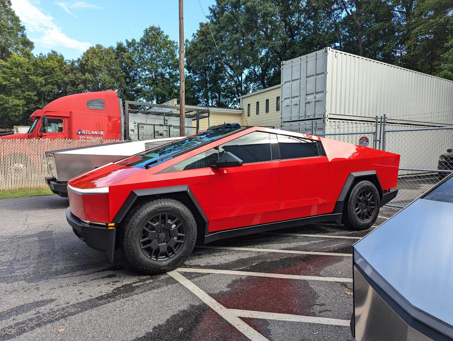 Tesla Cybertruck New TMaxx Gloss Rosso Red PPF installed at T Sportline PXL_20240716_215544359