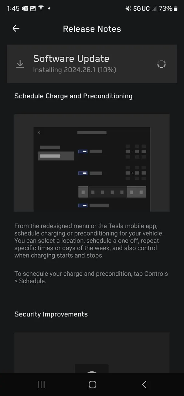 Tesla Cybertruck 2024.26.1 software update installing now! Screenshot_20240718_134552_Tesla