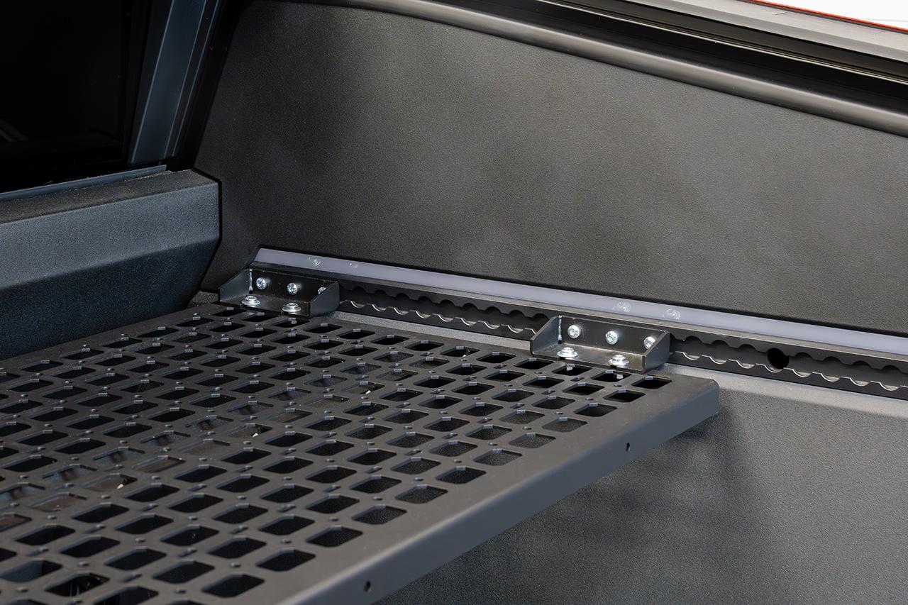 Tesla Cybertruck NEW Cybertruck Bed L-Track Molle Shelf Rack Deck Launched by T Sportline - IN STOCK Cybertruck-L-Track-Upper-Deck-Shelf-2