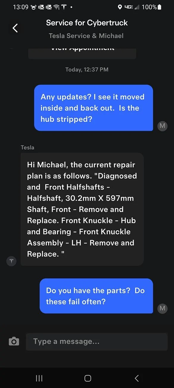 Tesla Cybertruck Clunking noise coming to a stop on regen? Screenshot_20240719_130927_Tesla