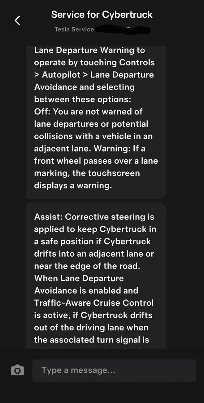 Tesla Cybertruck Lane Departure Avoidance Question Screenshot_20240720_133101_Tesla