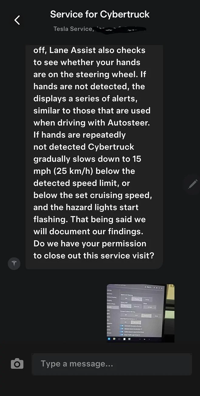 Tesla Cybertruck Lane Departure Avoidance Question Screenshot_20240720_133126_Tesla