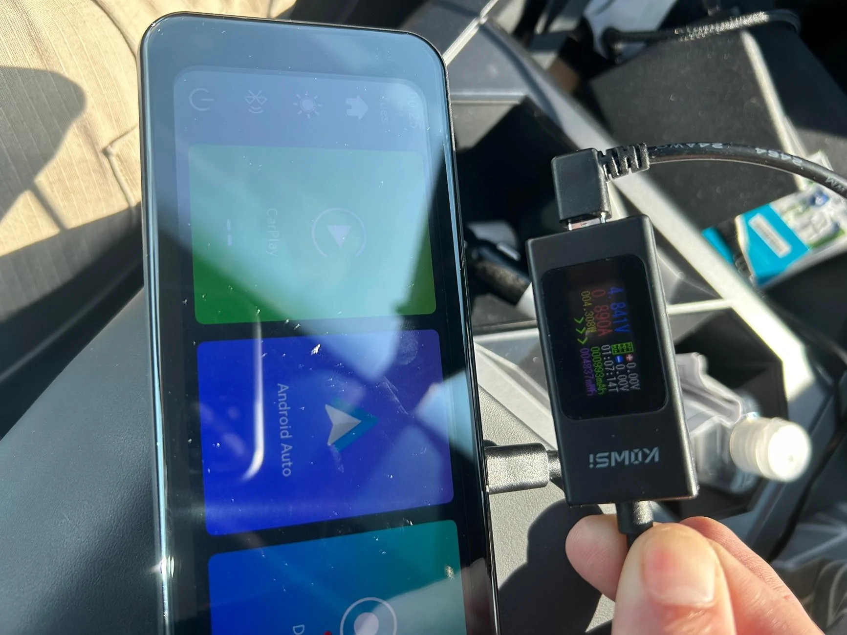 Tesla Cybertruck CarPlay Rearview Mirror - Power Tap IMG_1141