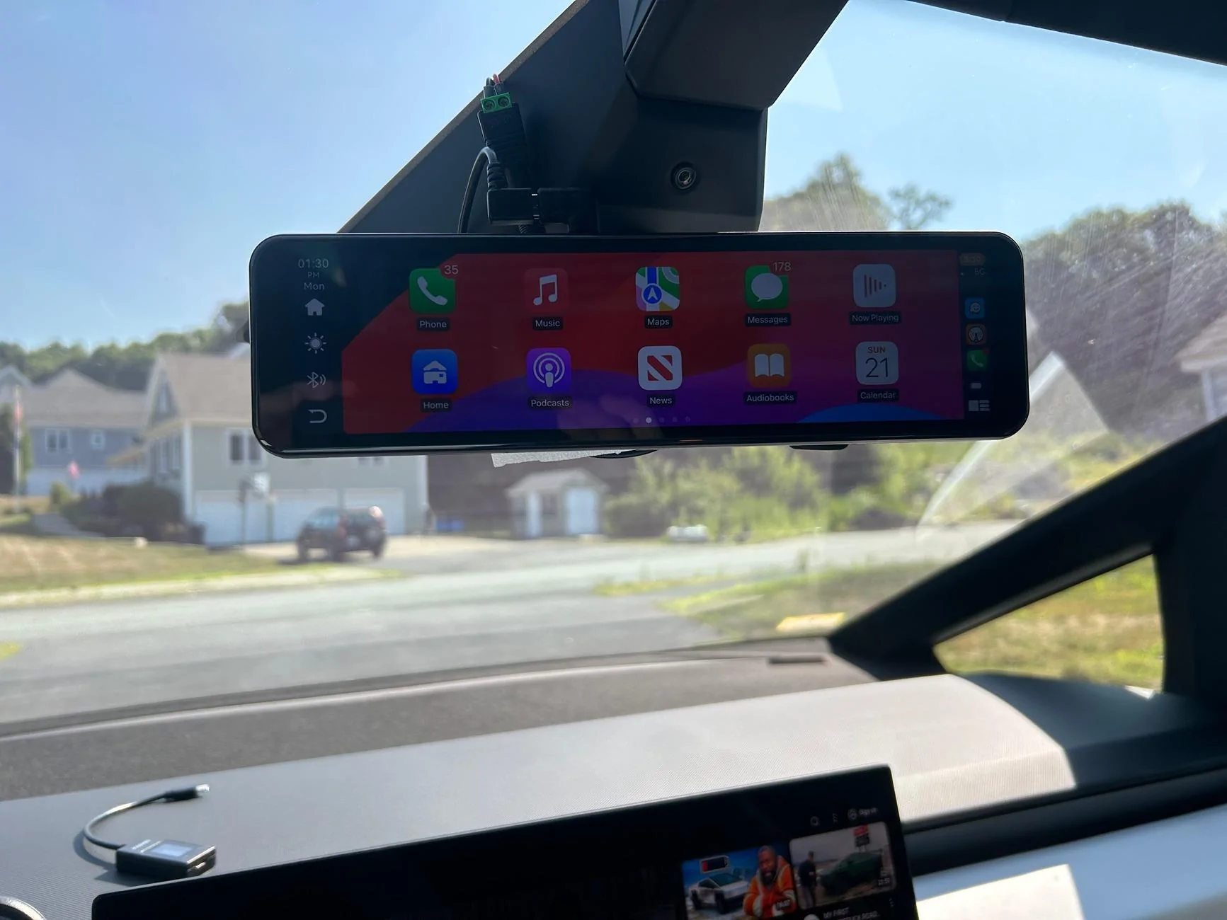 Tesla Cybertruck CarPlay Rearview Mirror - Power Tap IMG_1143