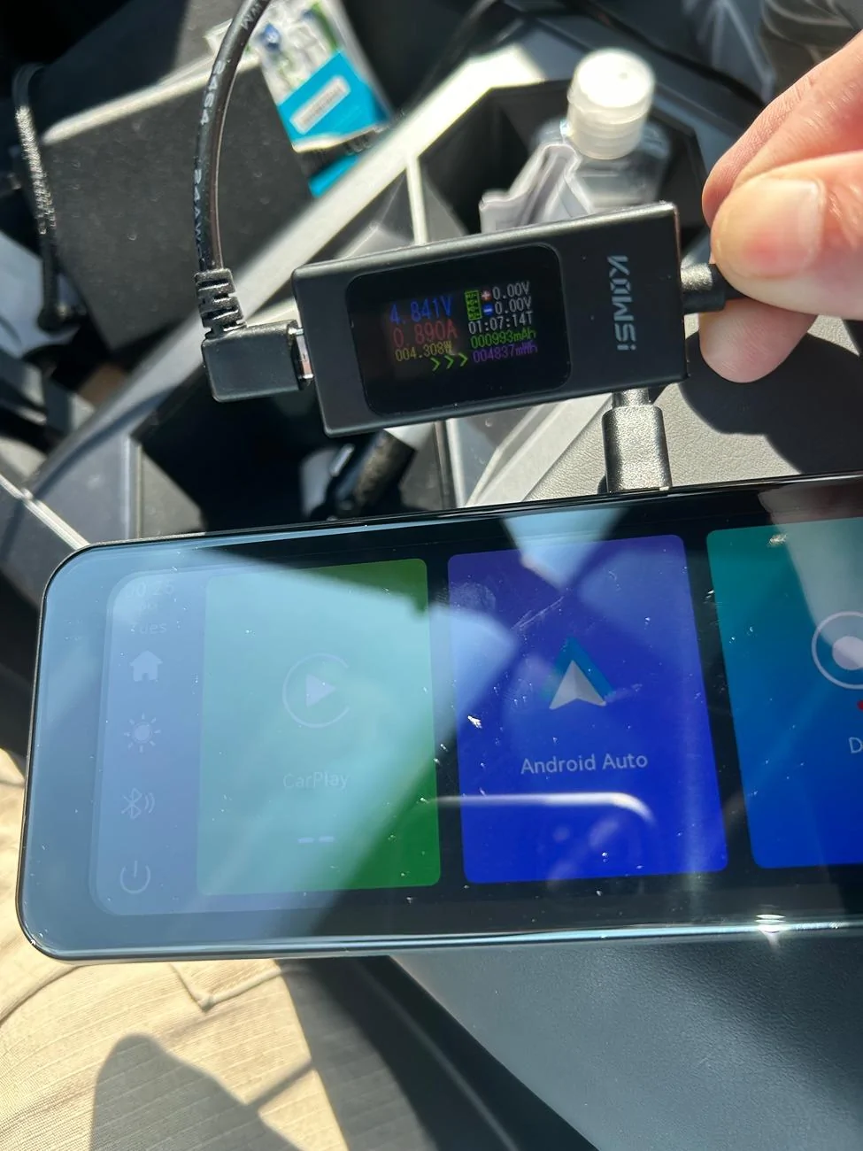 Tesla Cybertruck CarPlay Rearview Mirror - Power Tap IMG_1141