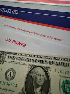 Tesla Cybertruck JD Power sent me $1 IMG_0208 (1)