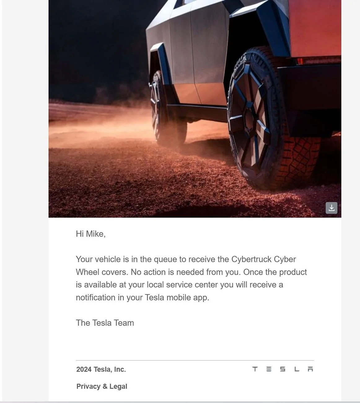 Tesla Cybertruck New Redesigned Aero Wheel Covers Installed! 20220902_114332