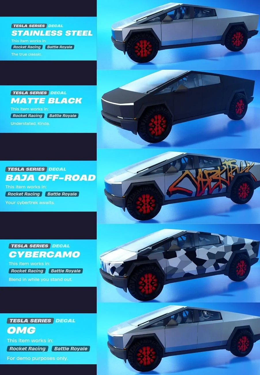 Tesla Cybertruck Fortnite Game Cybertruck Wraps First Looks GTKZtedWcAASaLZ