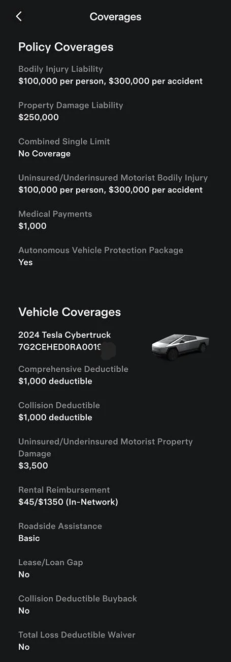 Tesla Cybertruck Tesla insurance increased 50% after the first six months Screenshot_20240723_193954_Tesla