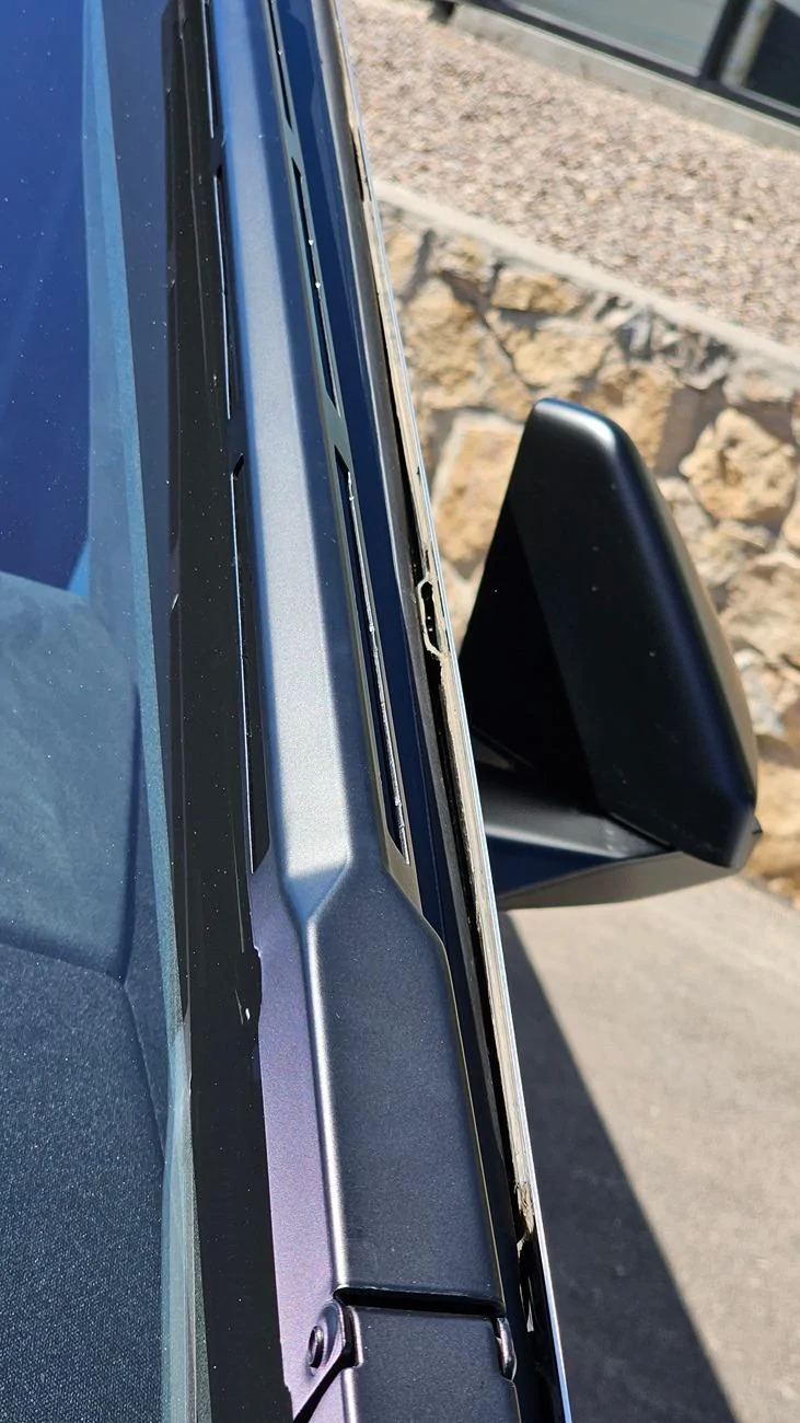 Tesla Cybertruck Do your windshield's side seals look like this? 20240429_153809
