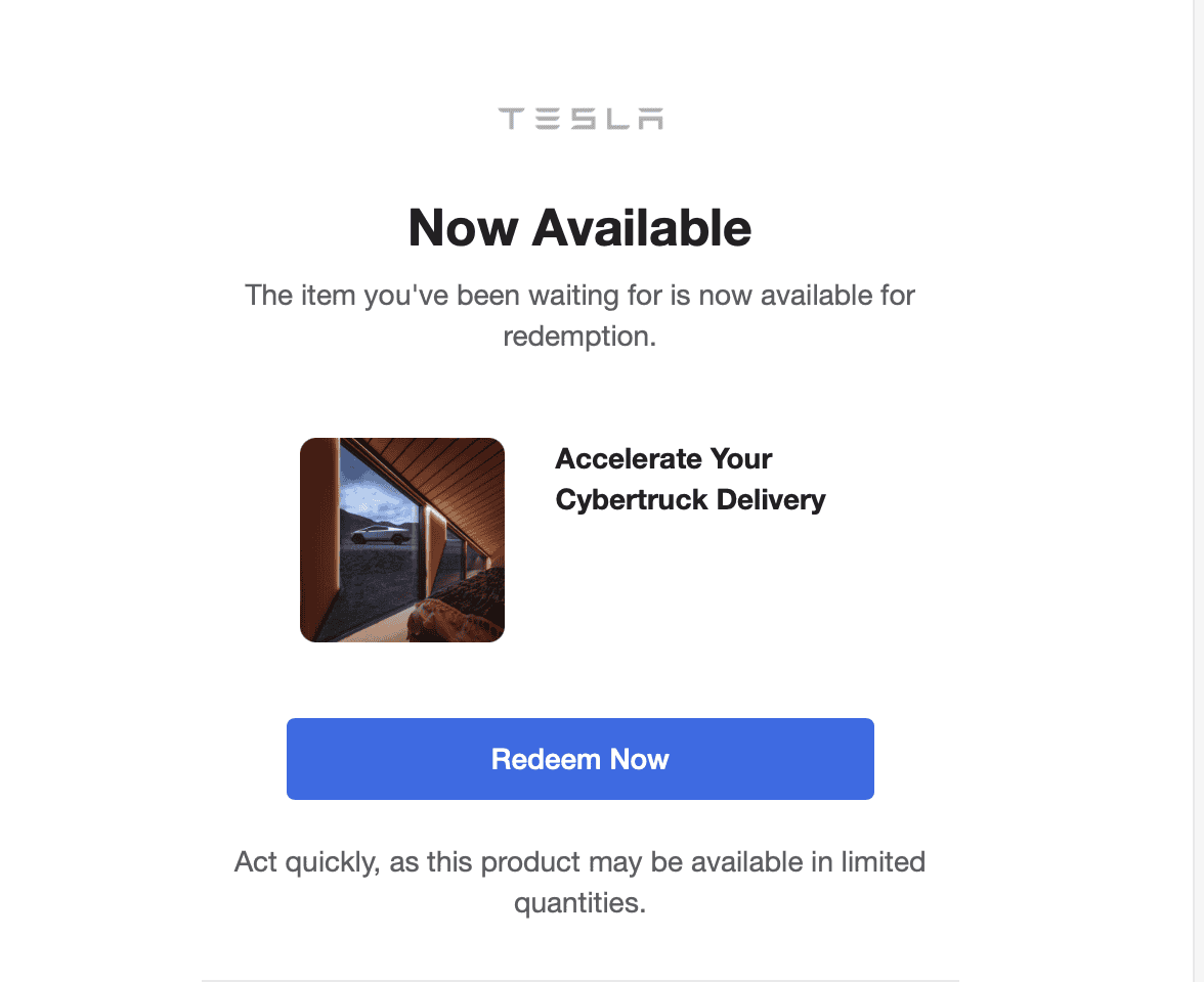 Tesla Cybertruck If you have Referral Credits - accelerate your Cybertruck delivery is now available - just received this email Screenshot 2024-07-24 at 4.21.18 PM