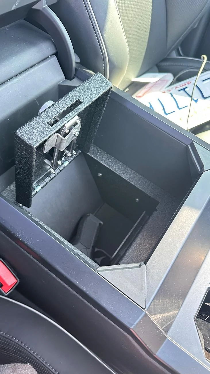Tesla Cybertruck Cybersafe center console safe installed IMG_3425