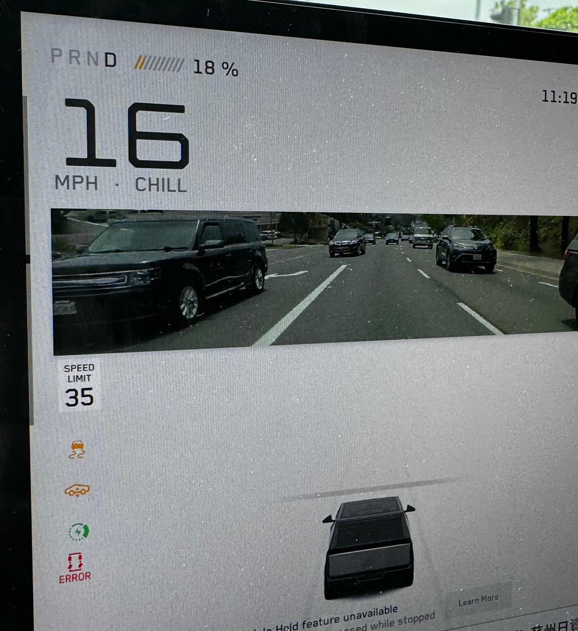 Tesla Cybertruck Error notice IMG_7646