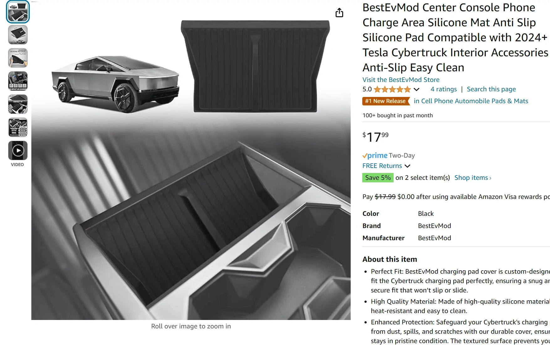 Tesla Cybertruck Installed the Phone Charger Silicone Mat, Cup Holder Organizer and Cyber Trashcan (by BestEVMod / EVVida) 1722002258366-p7