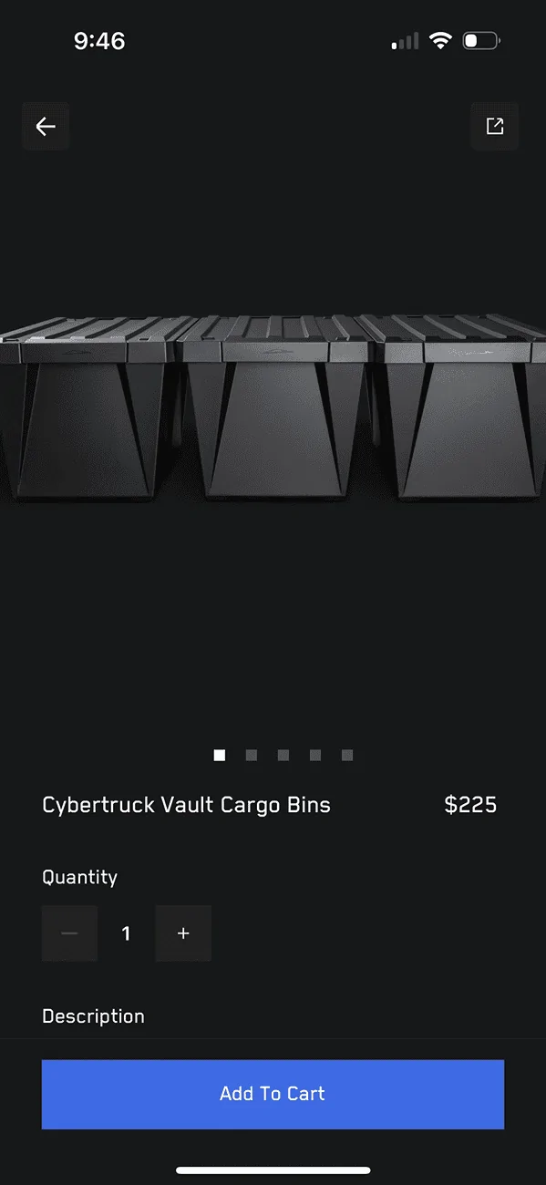 Tesla Cybertruck CyberTruck Vault Cargo Bins in stock IMG_6779