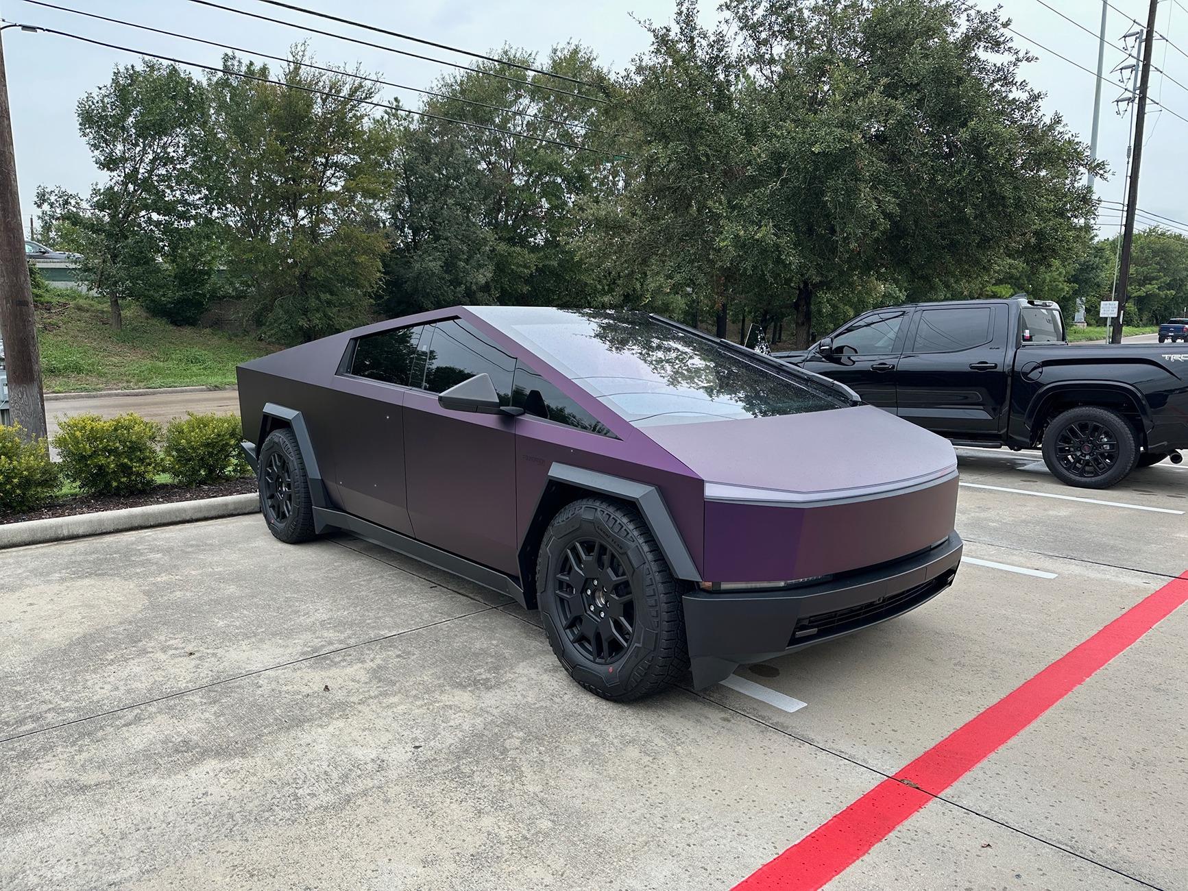 Tesla Cybertruck MC Wraps SUPERMATT Metal Red Tea Purple wrap & tint. 2024-07-26 15.46.57