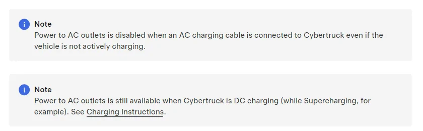 Tesla Cybertruck Feature upgrade request for 120v outlets to remain active during charging. 1722179541224-ed