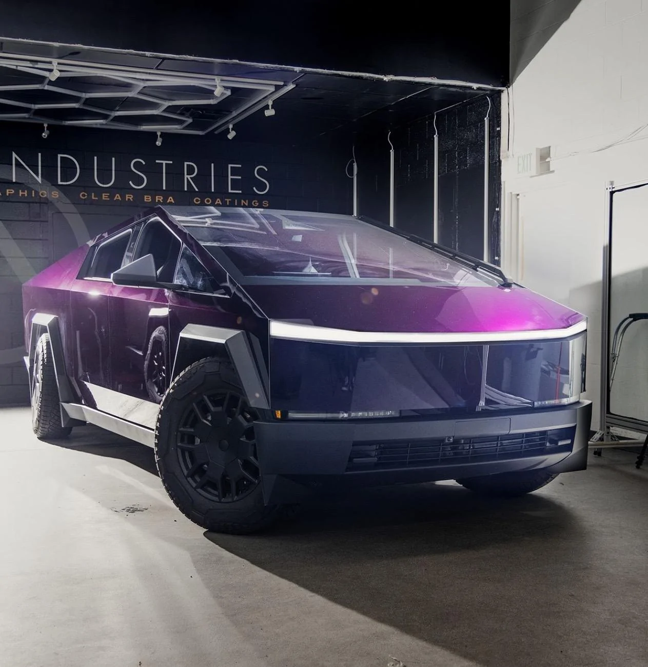 Tesla Cybertruck 🌟 CyberTruck complete in our (PURE PPF) OBSIDIAN PURPLE colored paint protection film! IMG_4869