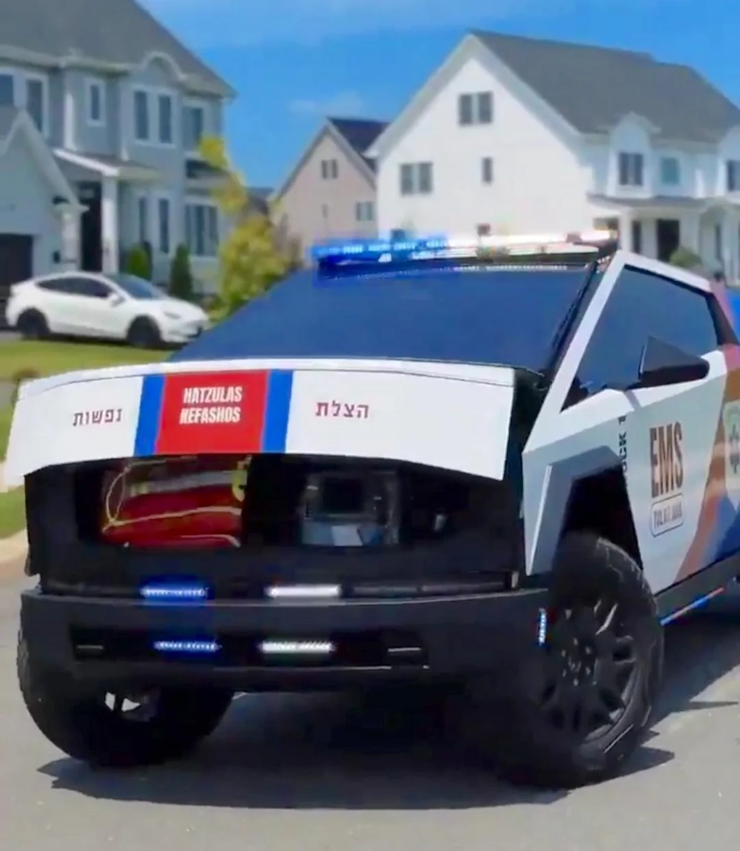 Tesla Cybertruck EMS Cybertruck! Deployed by Hatzulas Nefashos ambulance service in Lakewood, NJ Screenshot_20240730_001304_X