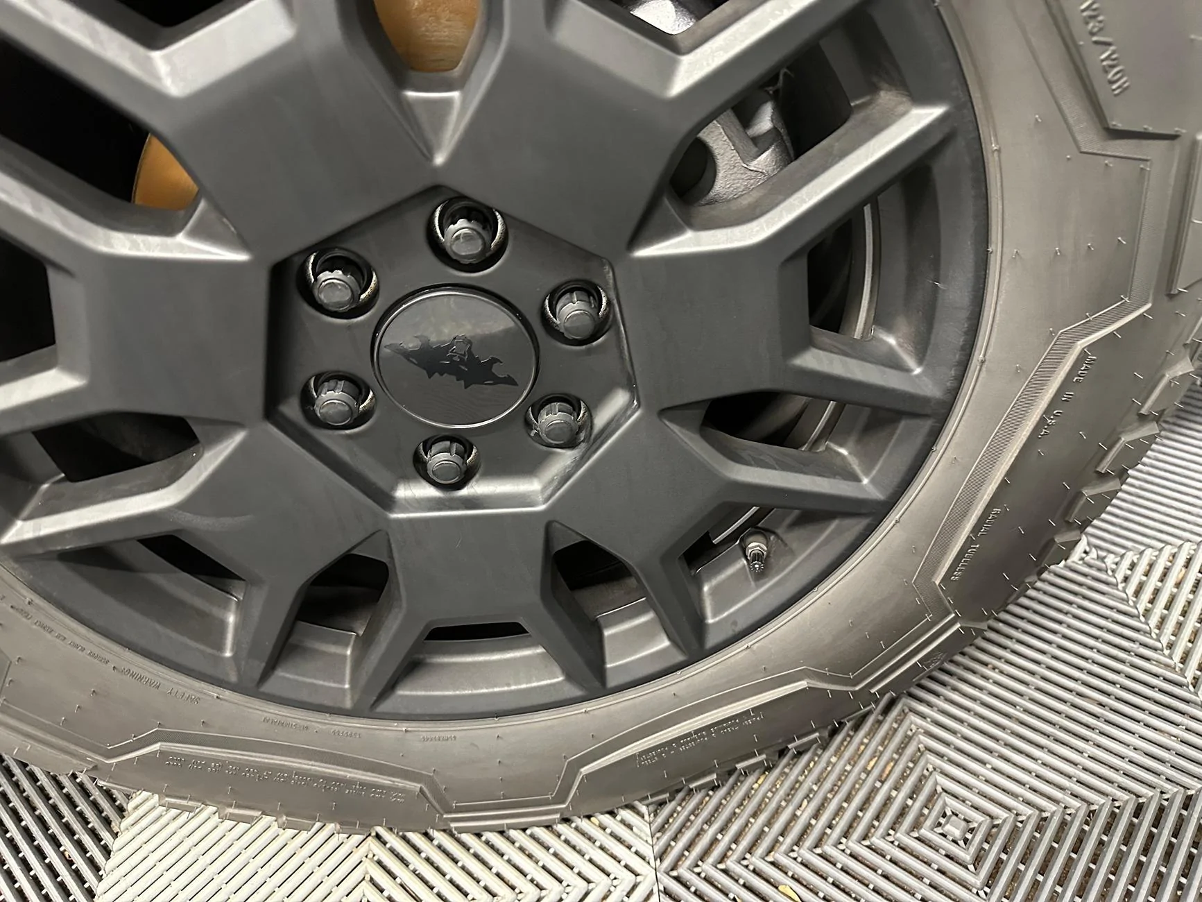 Tesla Cybertruck Aftermarket Cybertruck Wheel Center Caps installed photos IMG_3084