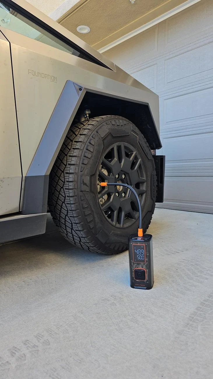 Tesla Cybertruck Wolfbox MegaFlow Tire Inflator Review 20240731_173747