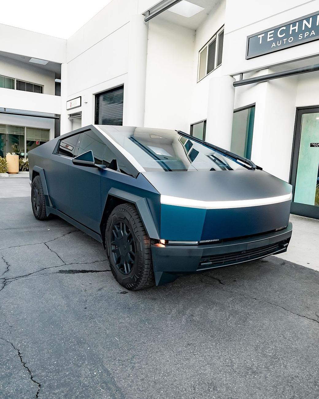Tesla Cybertruck BLUE / BLURPLE / PURPLE Vinyl Wrap & PPF Cybertruck -- Photos & Videos cybertruck Satin Frozen Ocean Wrap, Ceramic Tint, Ceramic Coating 9