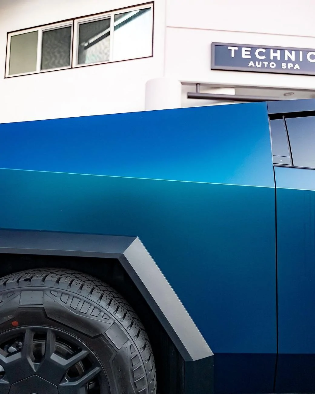 Tesla Cybertruck BLUE / BLURPLE / PURPLE Vinyl Wrap & PPF Cybertruck -- Photos & Videos cybertruck Satin Frozen Ocean Wrap, Ceramic Tint, Ceramic Coating 7