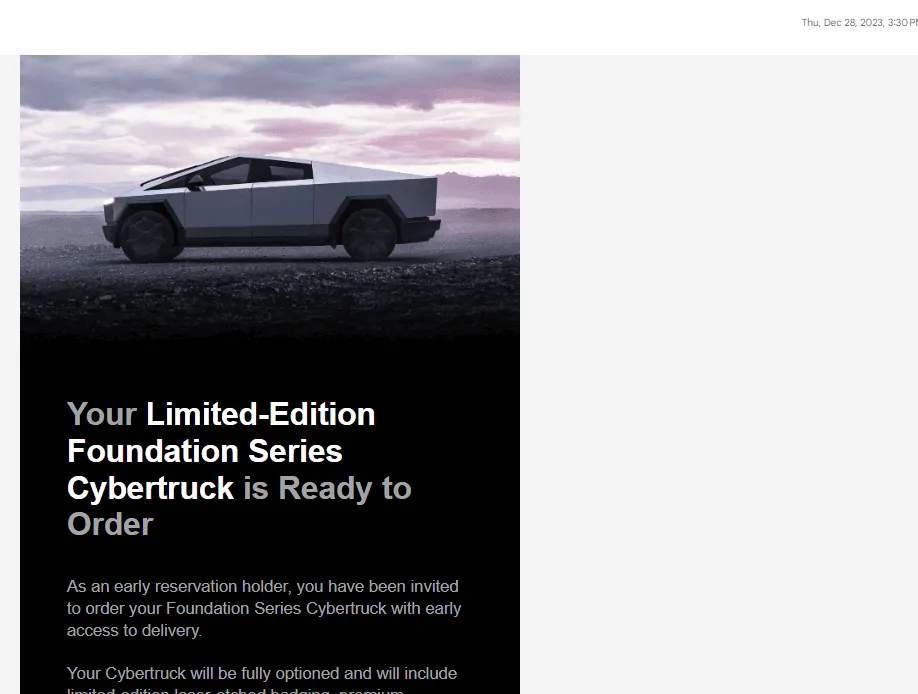Tesla Cybertruck Second Reservation Foundation Series invites going out 1722620650724-ek
