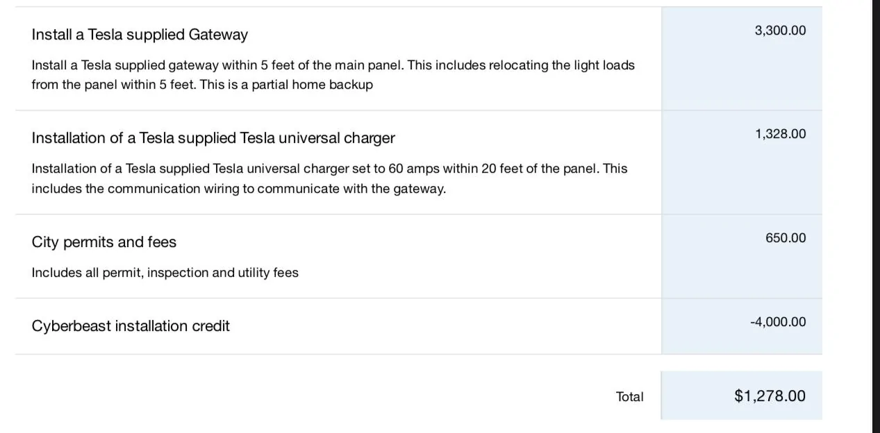 Tesla Cybertruck PowerShare install pricing IMG_6343