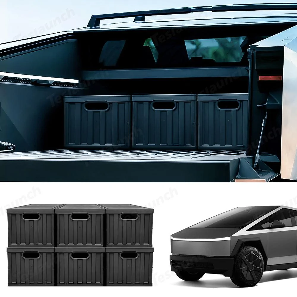 Tesla Cybertruck Foldable Vault Cargo Bins : How To Efficiently Utilize the Cybertruck's Vault? 🚀 Teslaunch (4)
