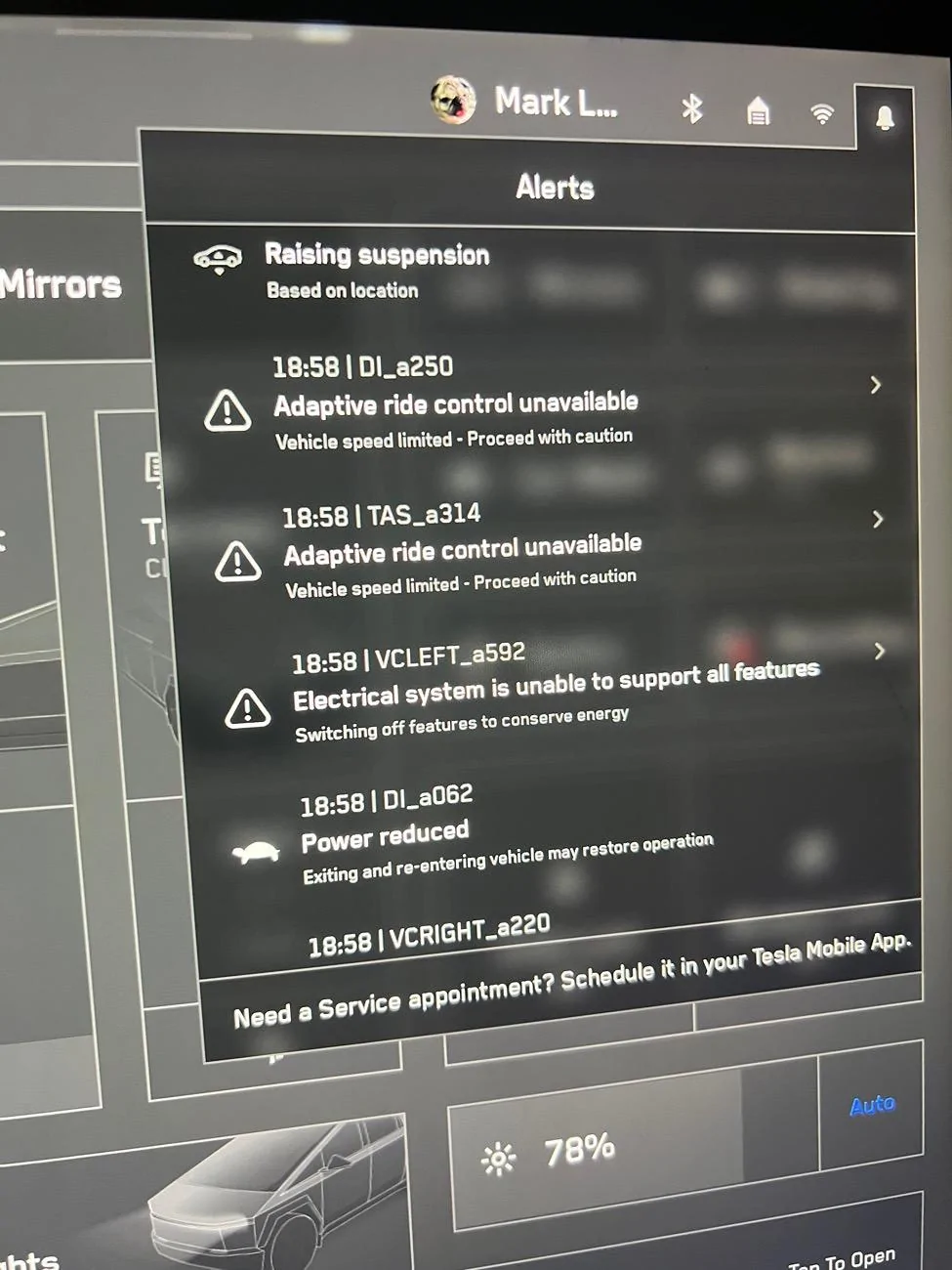 Tesla Cybertruck Cyber breakdown on freeway -- "PULL OVER SAFELY Vehicle Shutting Down" IMG_5297