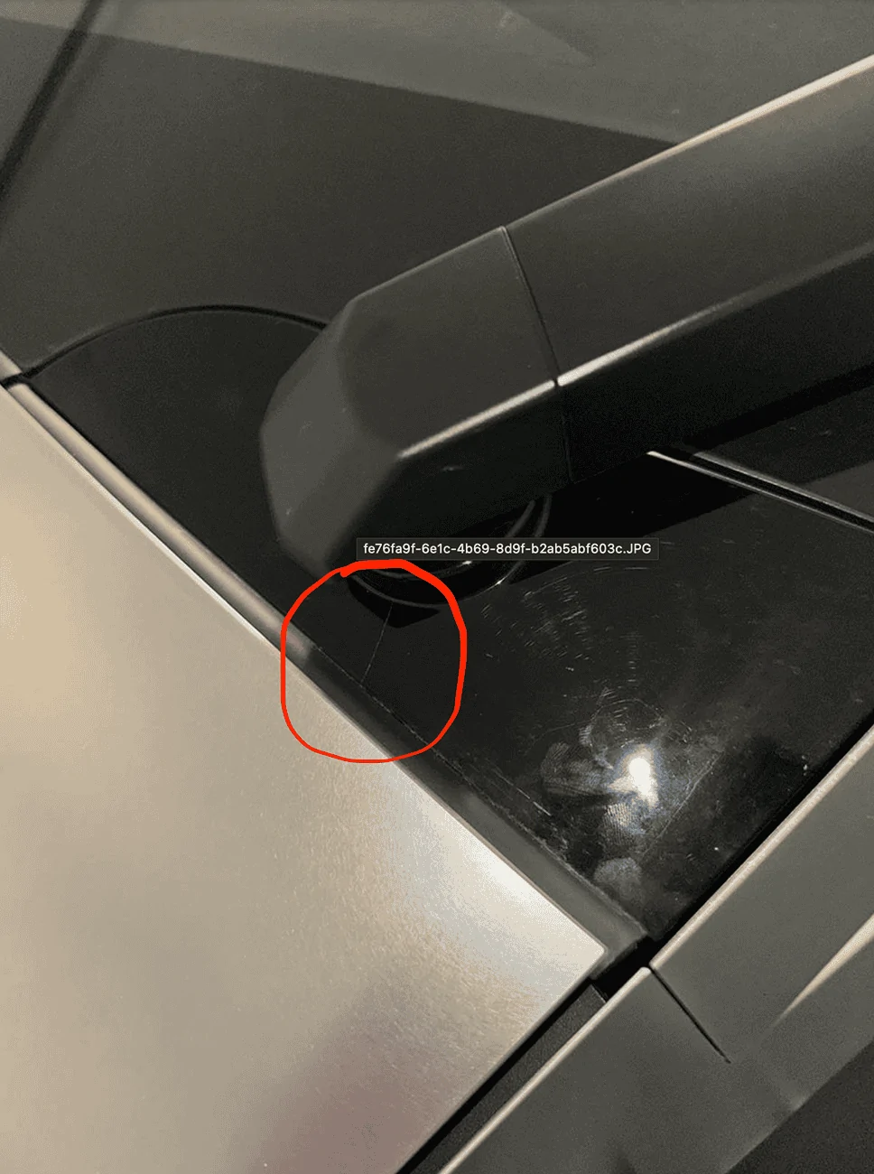 Tesla Cybertruck Glass / Plastic trim below wiper crack Screenshot 2024-08-05 at 8.55.13 PM