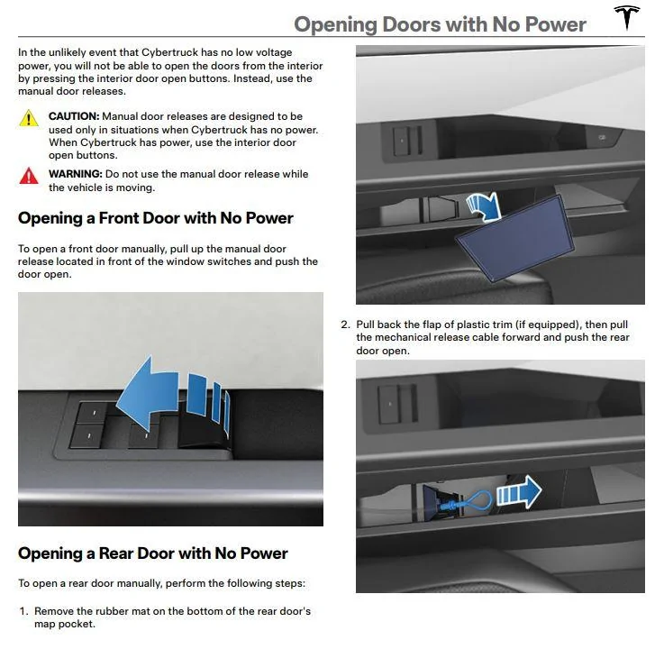 Tesla Cybertruck Report: Cybertruck Crashes, Catches Fire, Driver Dead (Houston, TX) rear doors