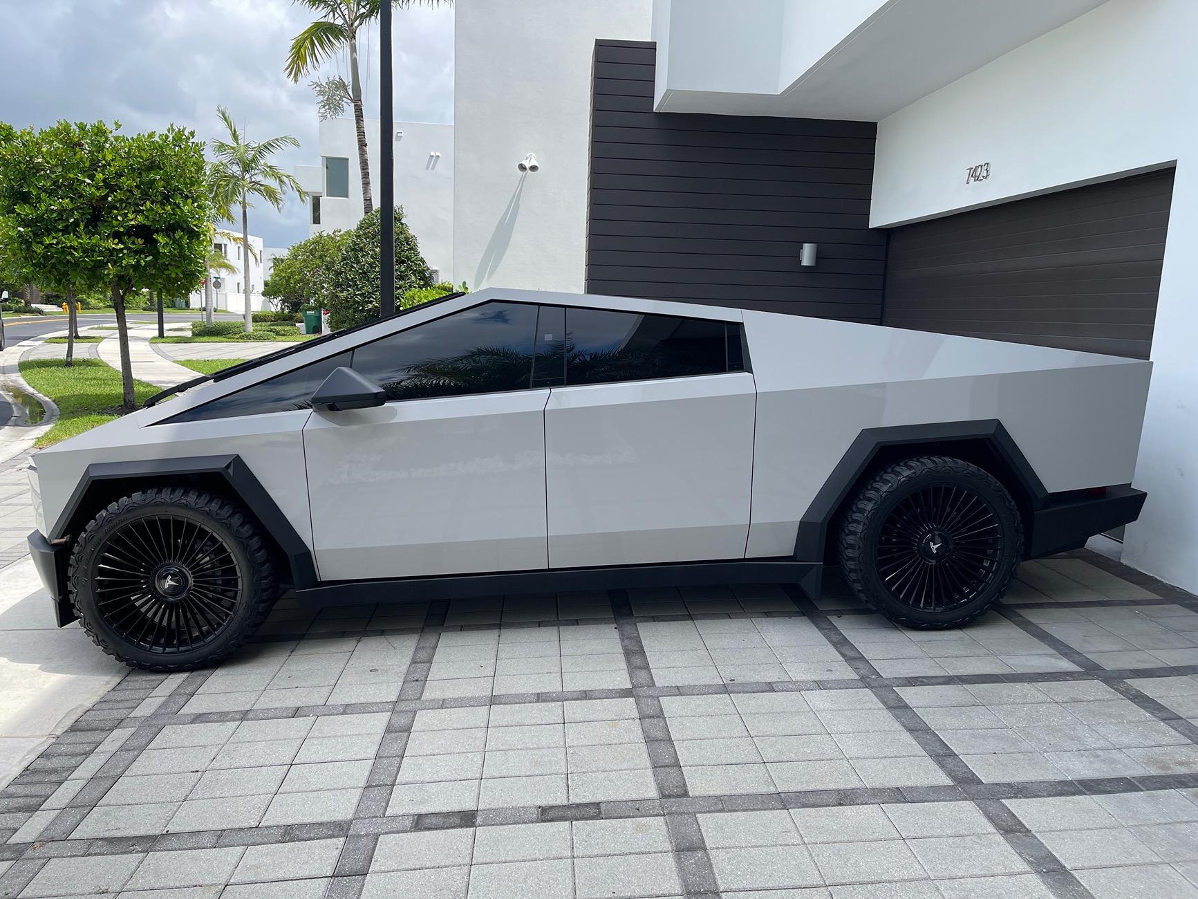 Tesla Cybertruck 3M High Gloss Storm Grey Cybertruck Wrap by SNS Visual + 24" Wheels IMG_2454