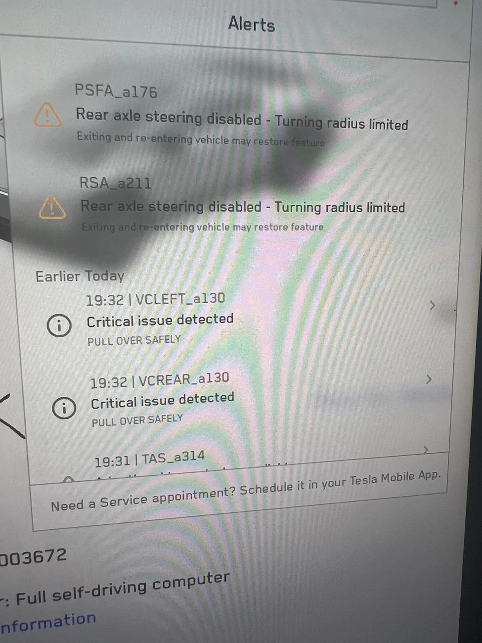 Tesla Cybertruck Pull Over Safely. Critical Issue Detected. IMG_4669